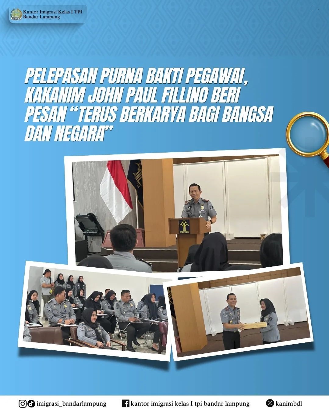 Pelepasan Purna Bakti Pegawai, Kakanim Beri Pesan &quot;Terus Berkarya Bagi Bangsa dan Negara&quot;